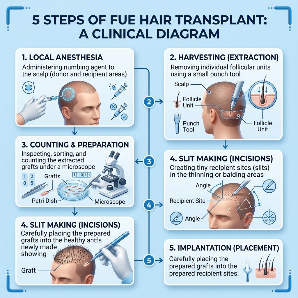 FUE Procedure Steps